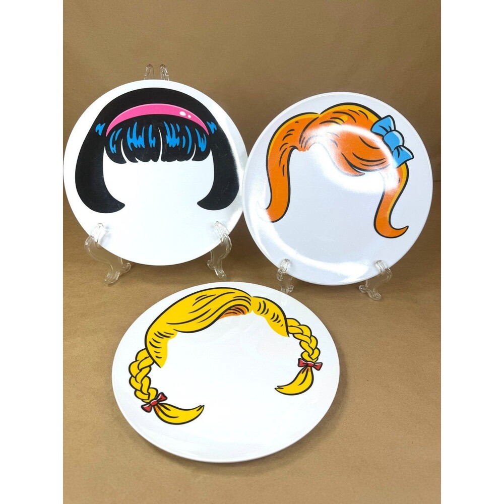 Fred & Friends Dinner Do's Girl Hairstyle Plates Set - Make Mealtime Fun!